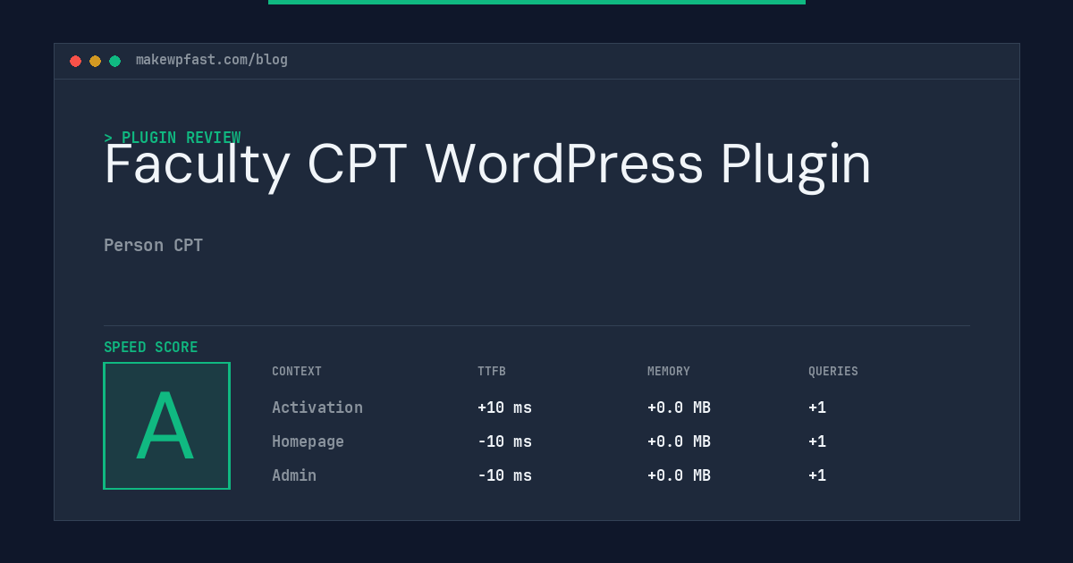 Faculty CPT WordPress Plugin - MakeWPFast