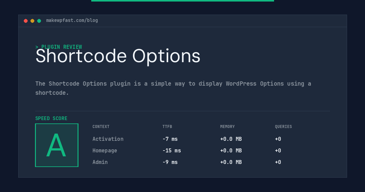 Shortcode Options - MakeWPFast