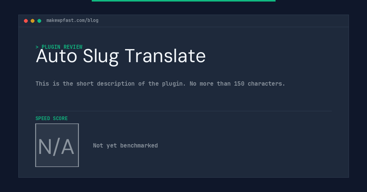 Auto Slug Translate - MakeWPFast
