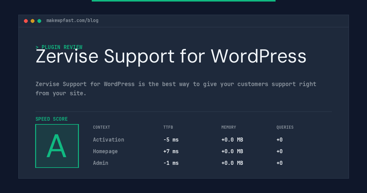 Zervise Support for WordPress - MakeWPFast