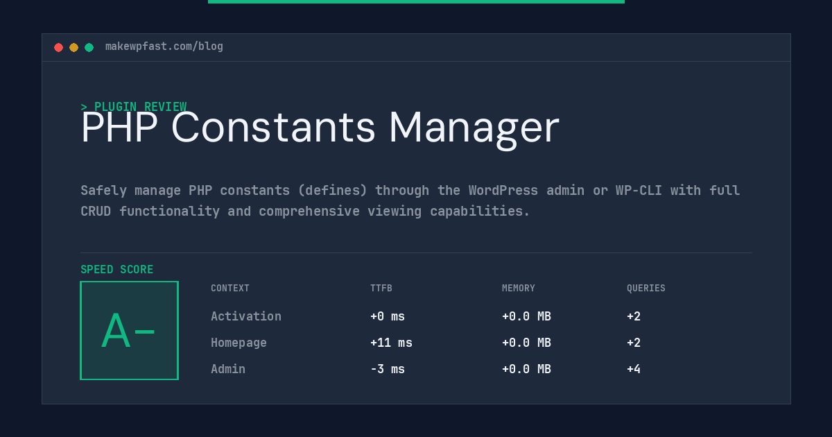 PHP Constants Manager - MakeWPFast