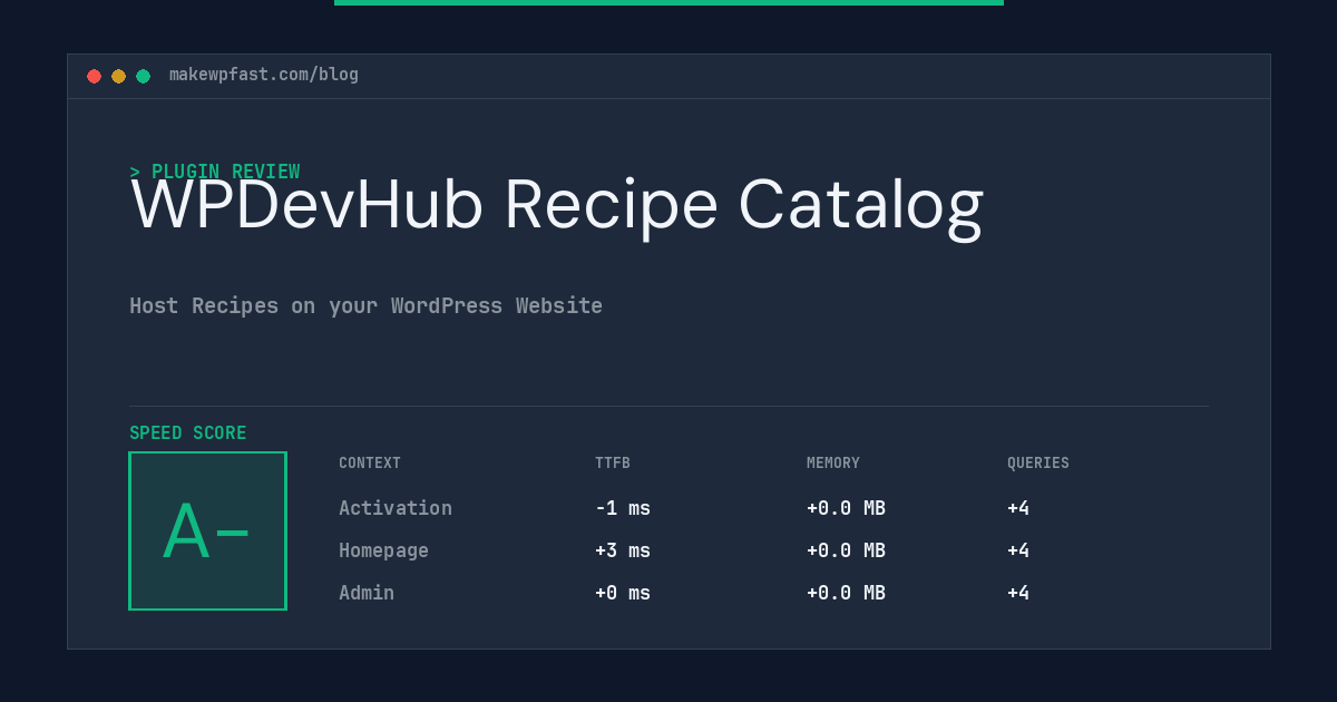 WPDevHub Recipe Catalog - MakeWPFast
