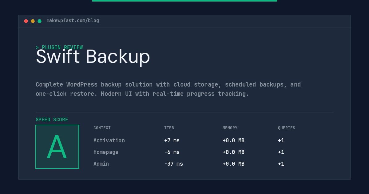 Swift Backup - MakeWPFast