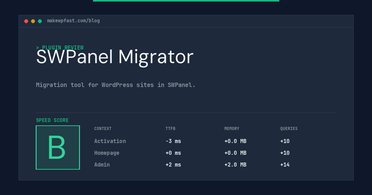 SWPanel Migrator - MakeWPFast