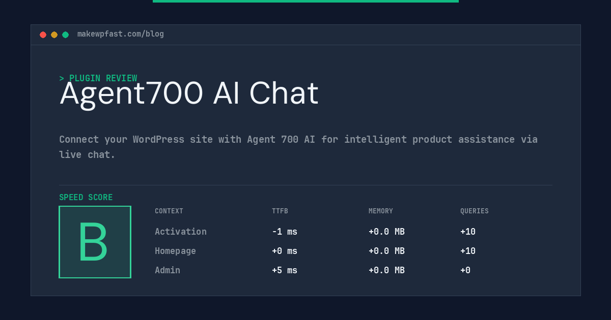 Agent700 AI Chat - MakeWPFast