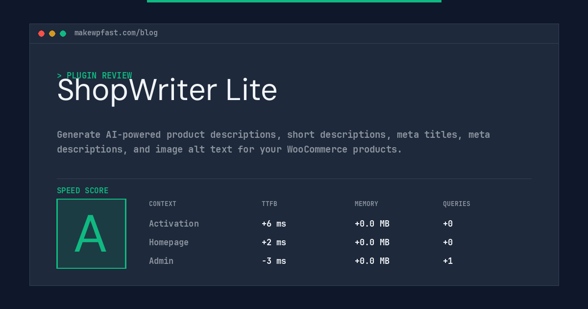 ShopWriter Lite - MakeWPFast