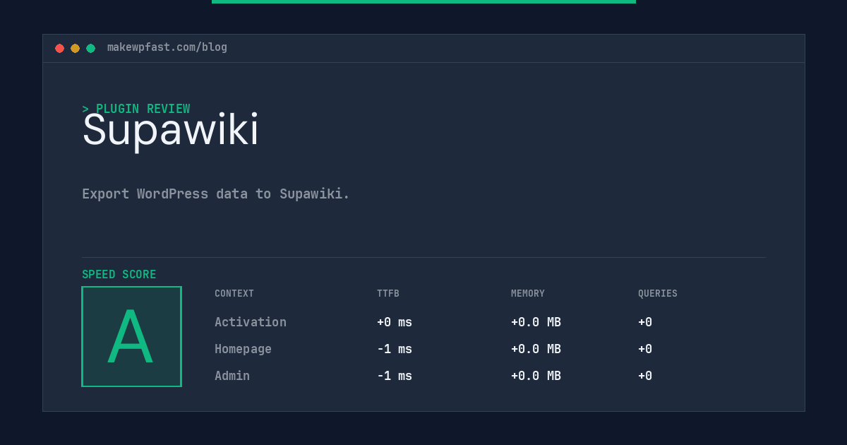 Supawiki - MakeWPFast