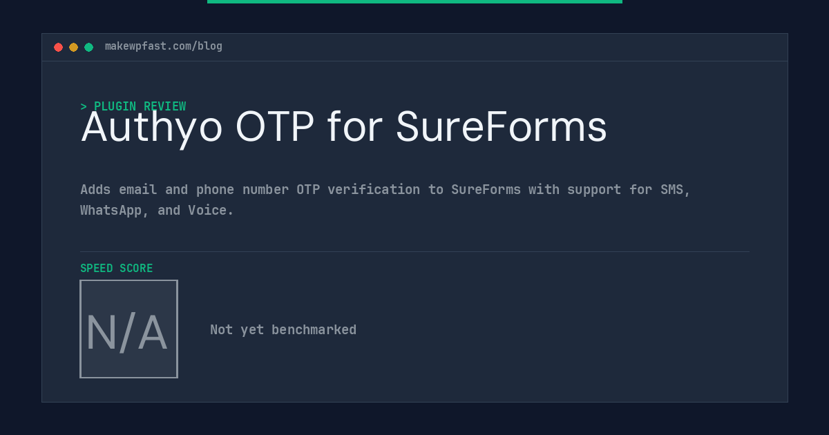 Authyo OTP for SureForms - MakeWPFast