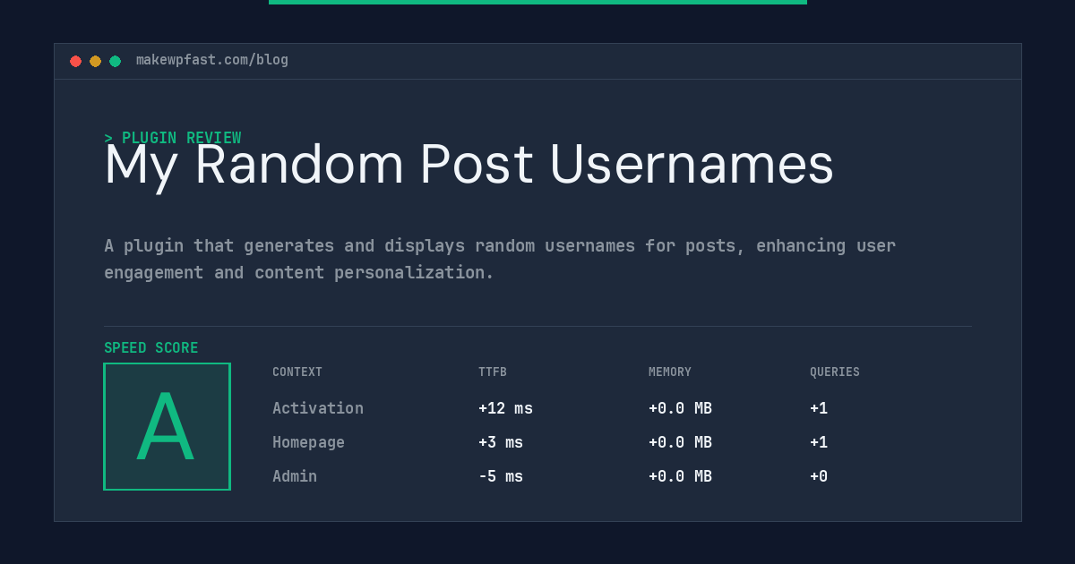 My Random Post Usernames - MakeWPFast