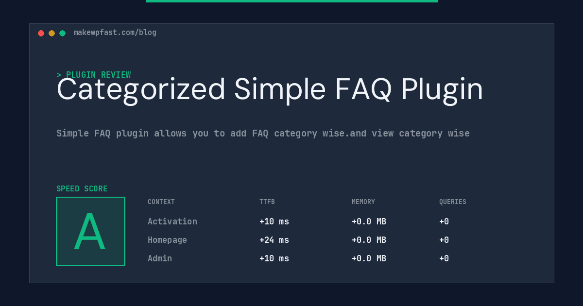Categorized Simple FAQ Plugin - MakeWPFast