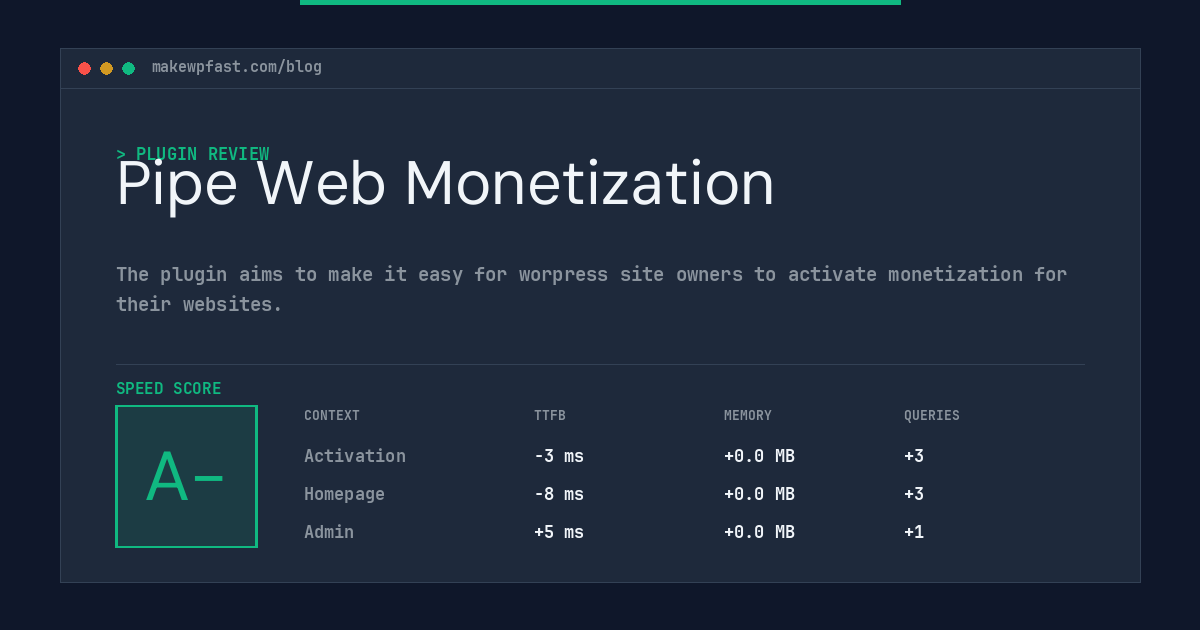 Pipe Web Monetization - MakeWPFast