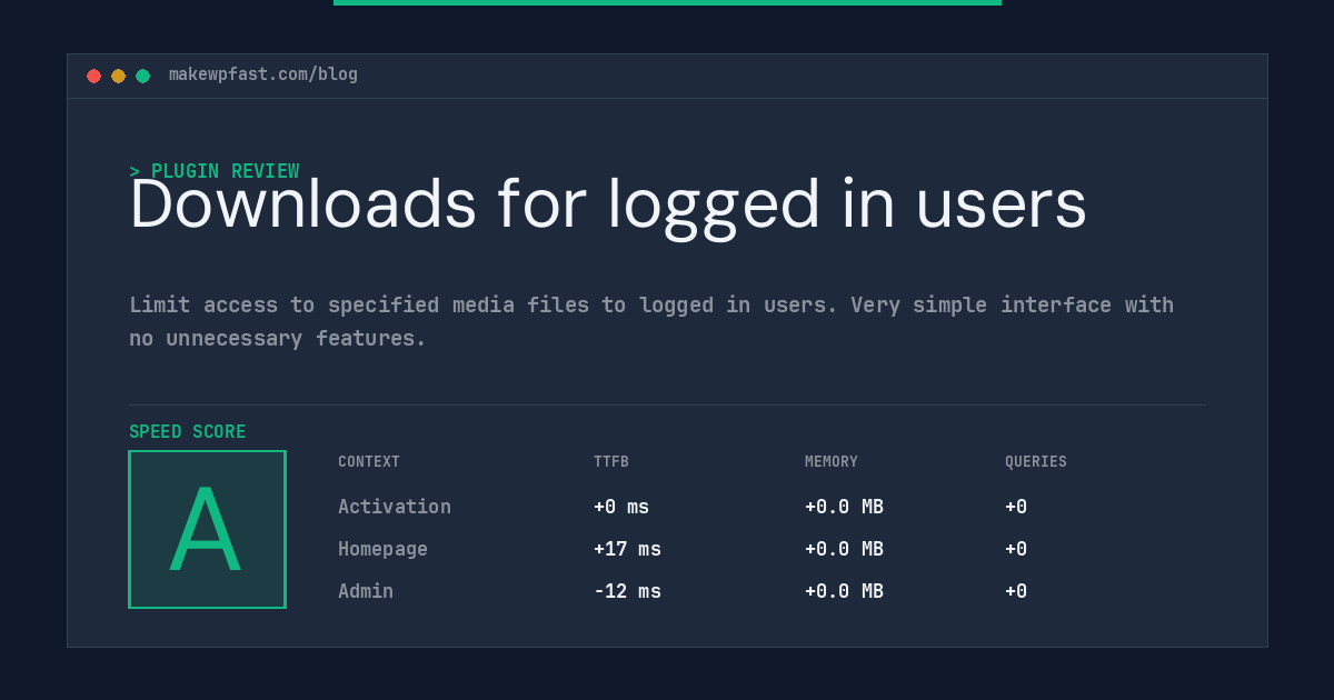 Downloads for logged in users - MakeWPFast