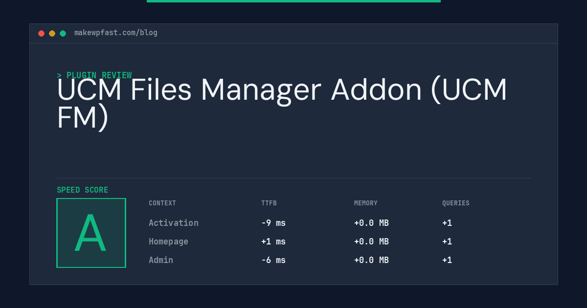 UCM Files Manager Addon (UCM FM) - MakeWPFast