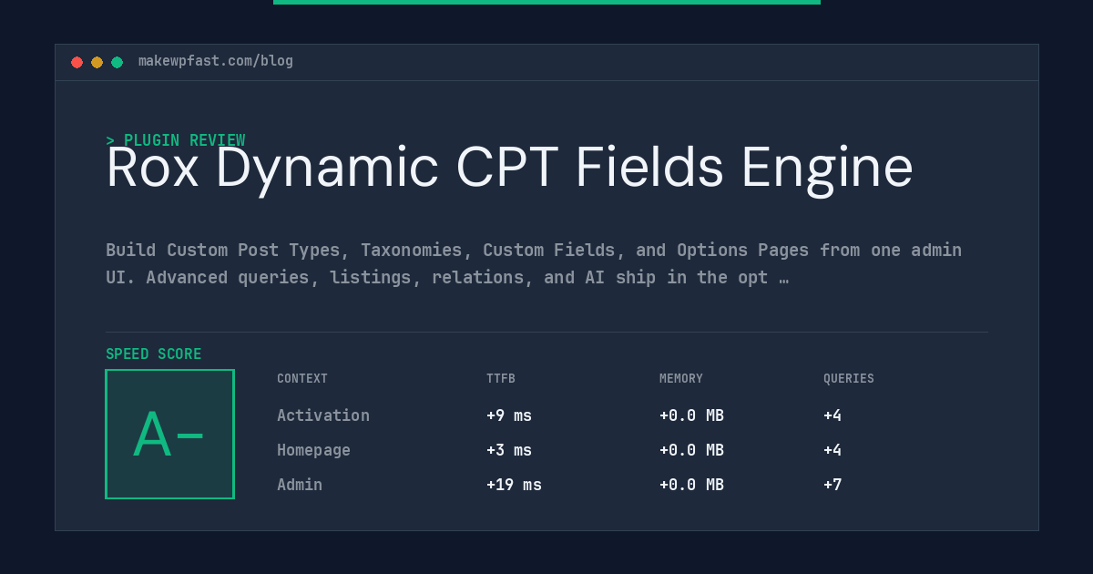 Rox Dynamic CPT Fields Engine - MakeWPFast