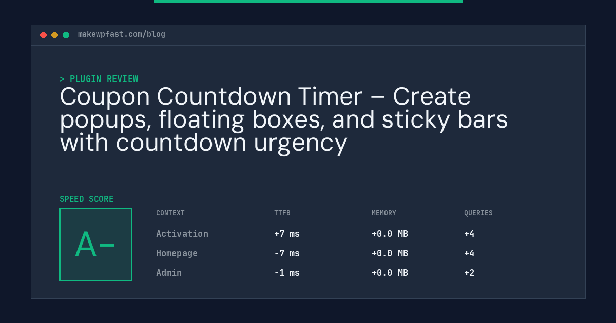 Coupon Countdown Timer – Create popups, floating boxes, and sticky bars with countdown urgency - MakeWPFast