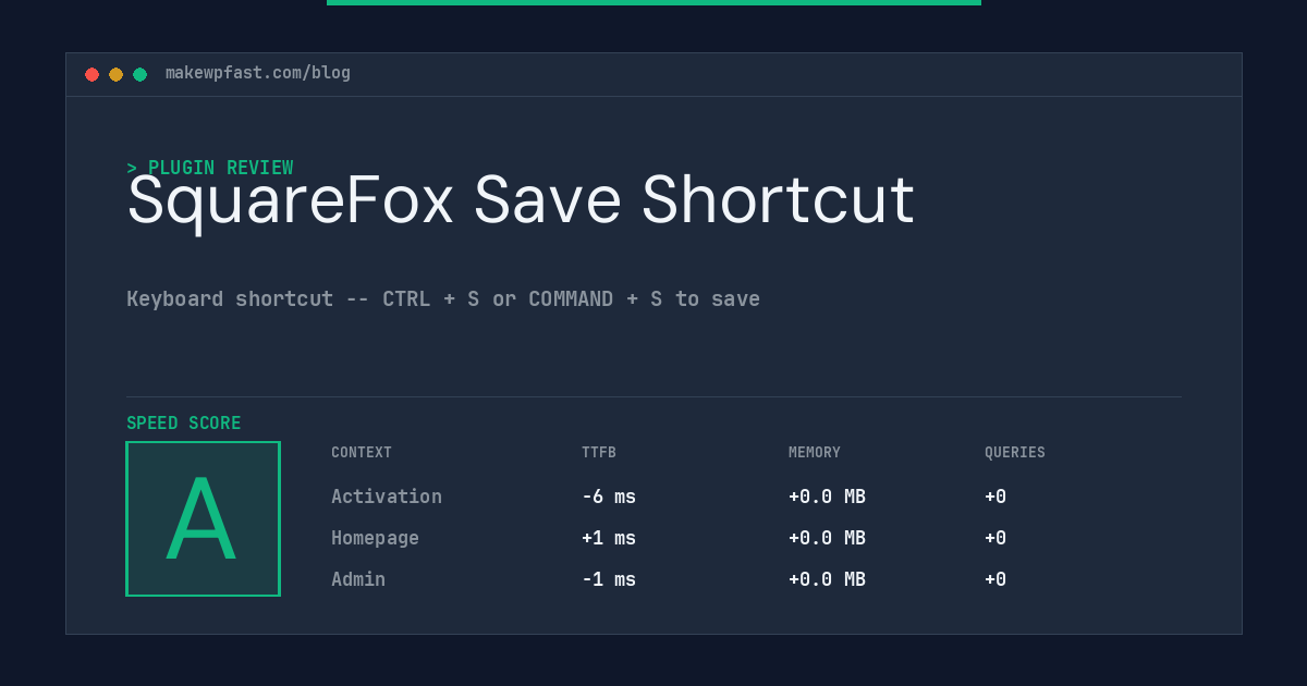 SquareFox Save Shortcut - MakeWPFast