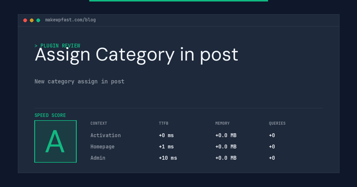 Assign Category in post - MakeWPFast