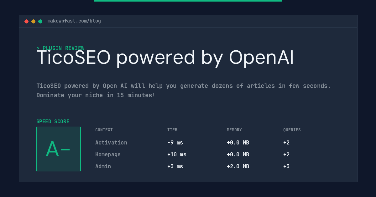 TicoSEO powered by OpenAI - MakeWPFast