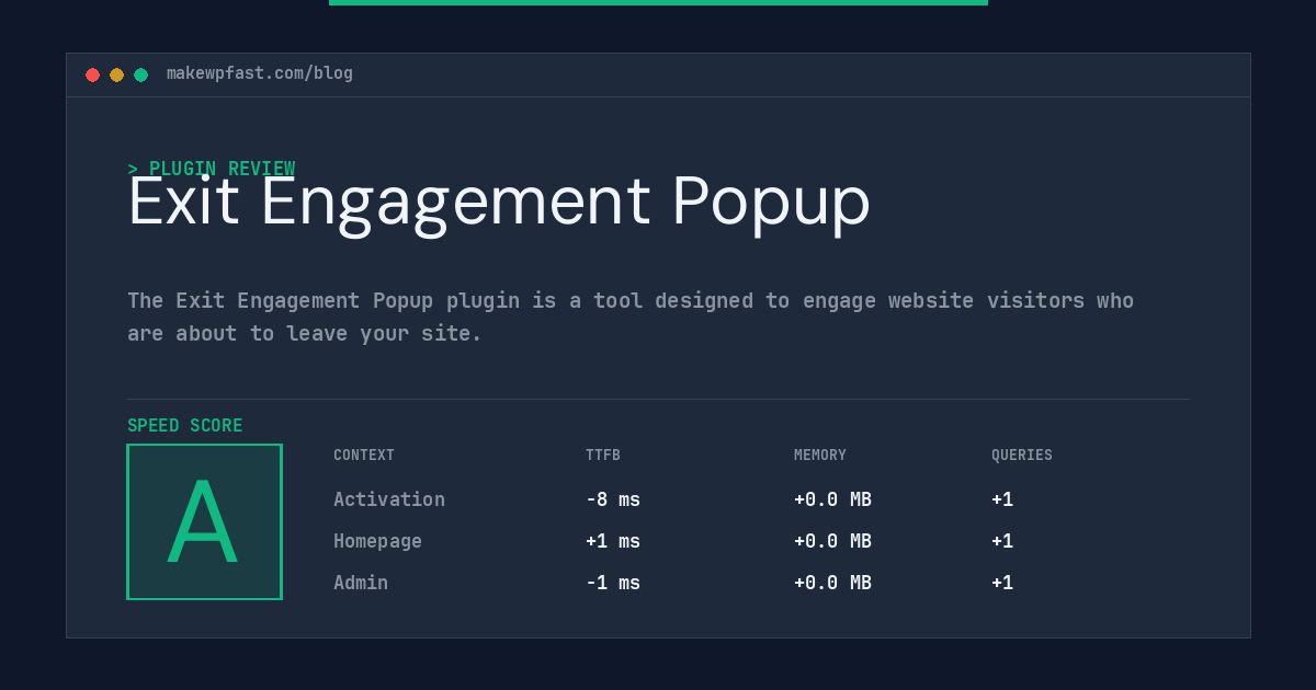 Exit Engagement Popup - MakeWPFast