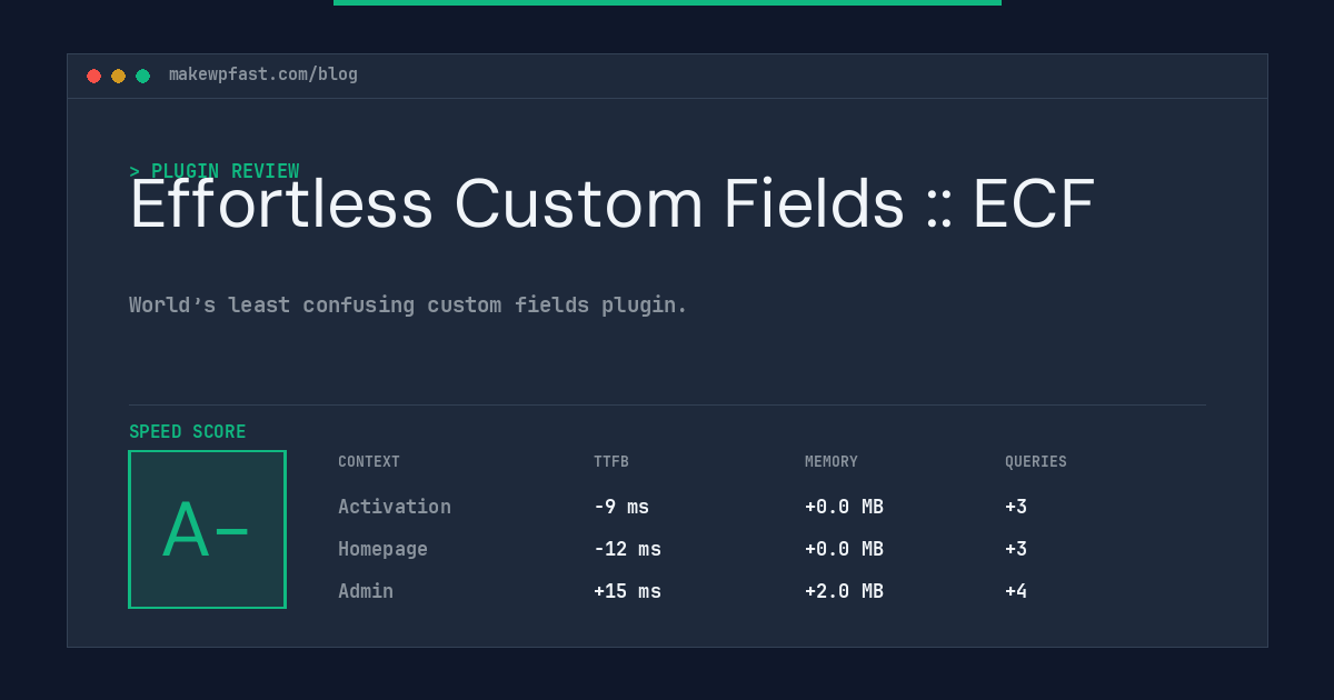 Effortless Custom Fields :: ECF - MakeWPFast