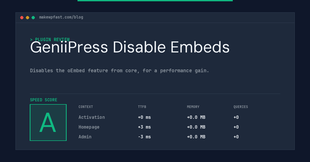 GeniiPress Disable Embeds - MakeWPFast