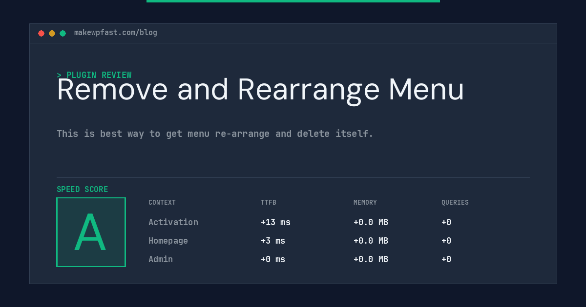 Remove and Rearrange Menu - MakeWPFast