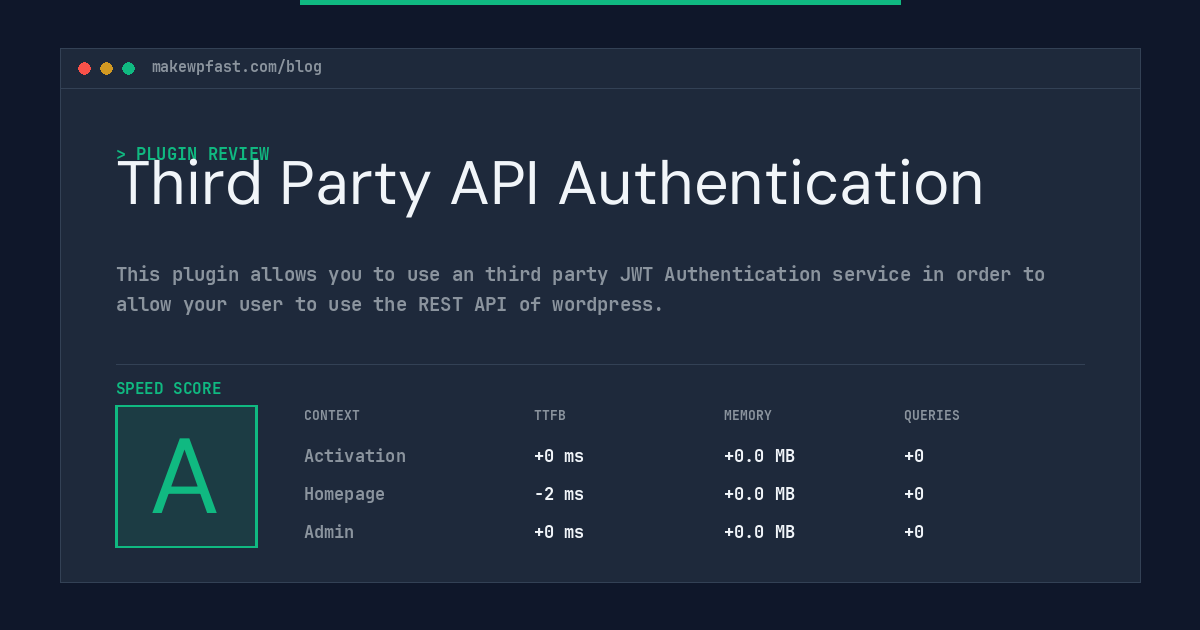 Third Party API Authentication - MakeWPFast