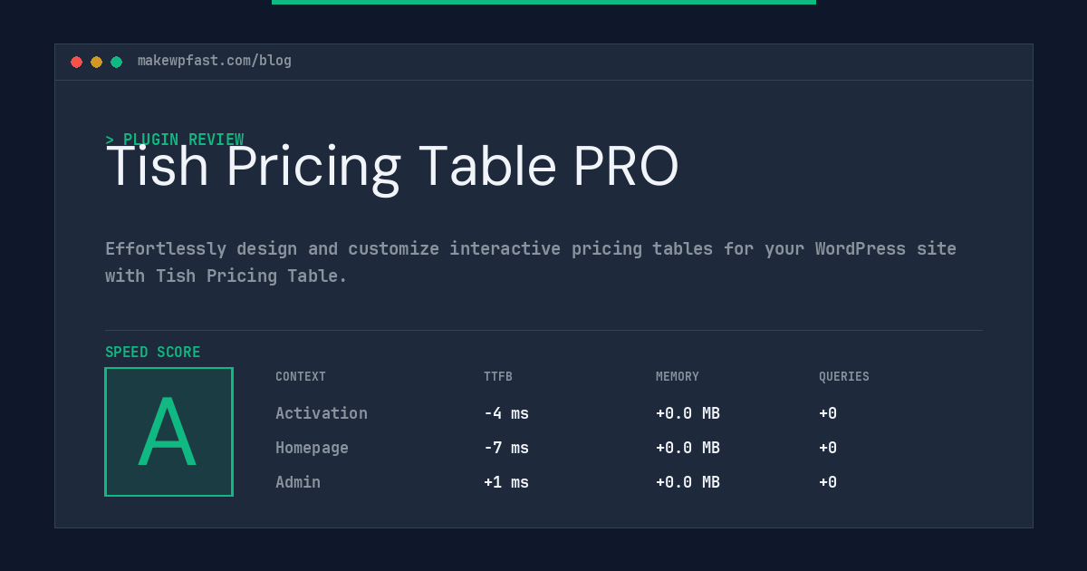 Tish Pricing Table PRO - MakeWPFast