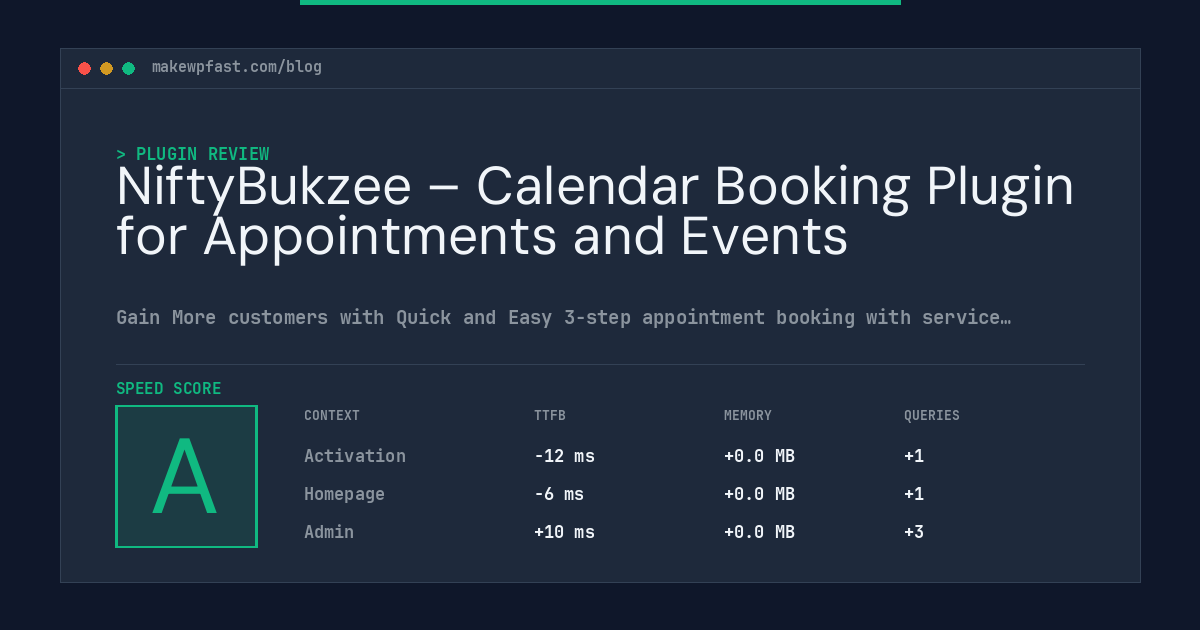 NiftyBukzee – Calendar Booking Plugin for Appointments and Events - MakeWPFast