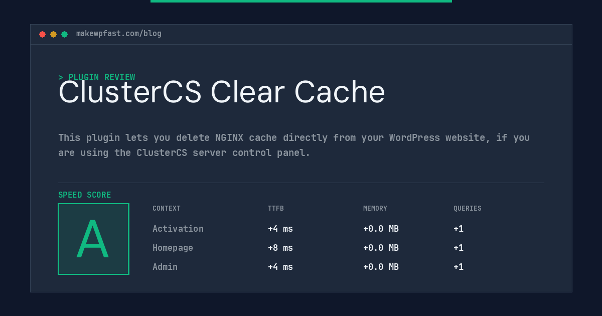 ClusterCS Clear Cache - MakeWPFast