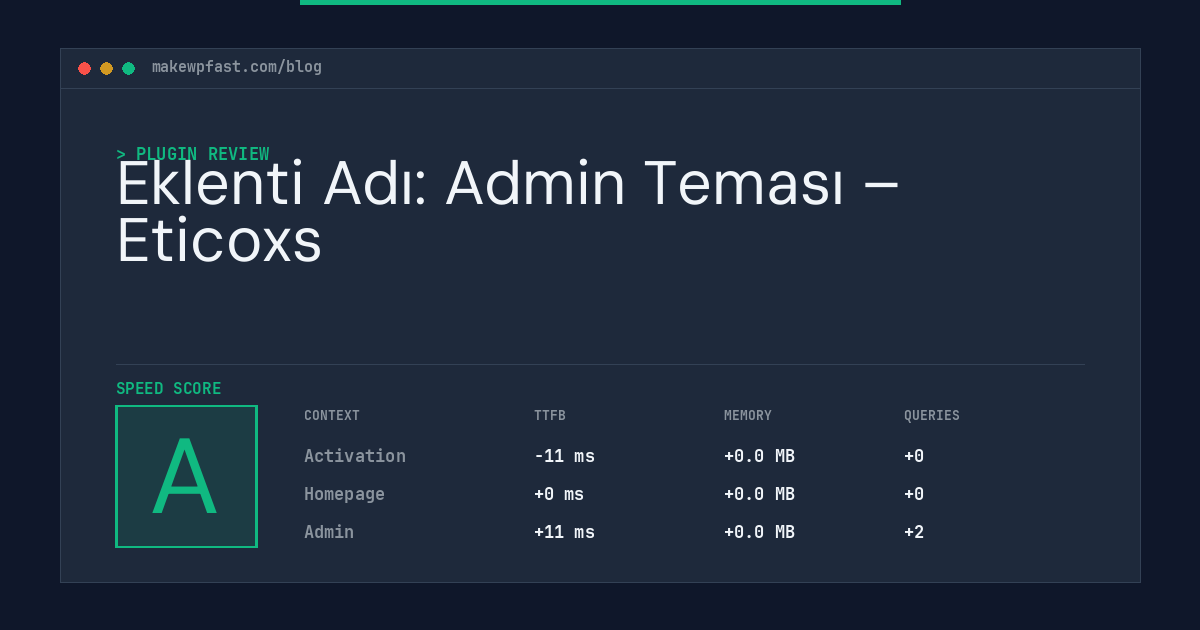 Eklenti Adı: Admin Teması – Eticoxs - MakeWPFast