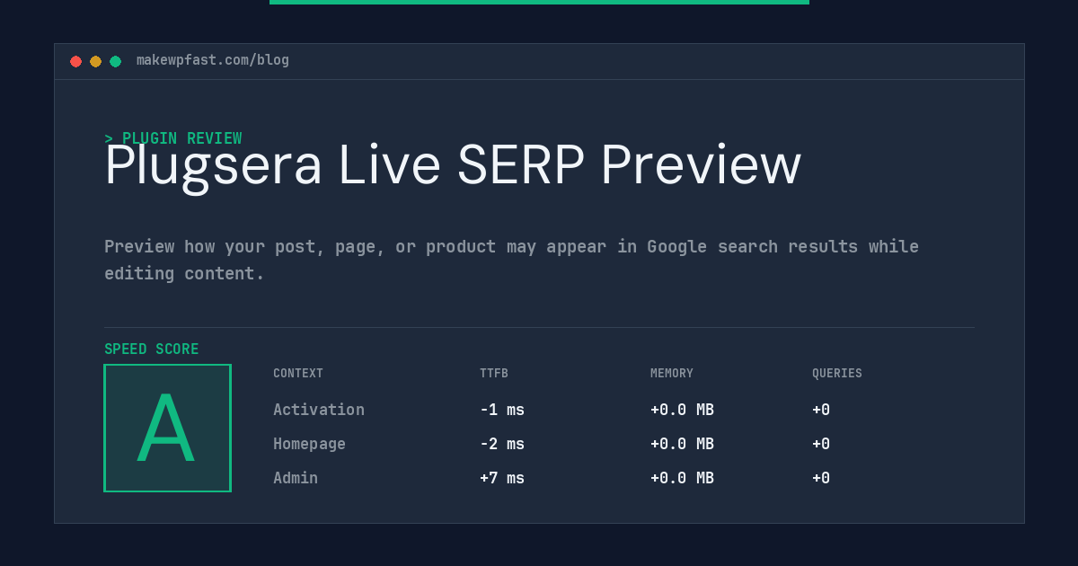Plugsera Live SERP Preview - MakeWPFast