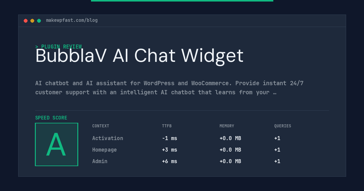 BubblaV AI Chat Widget - MakeWPFast