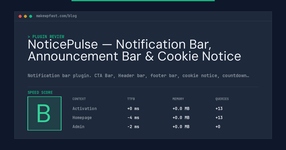 NoticePulse — Notification Bar, Announcement Bar & Cookie Notice - MakeWPFast