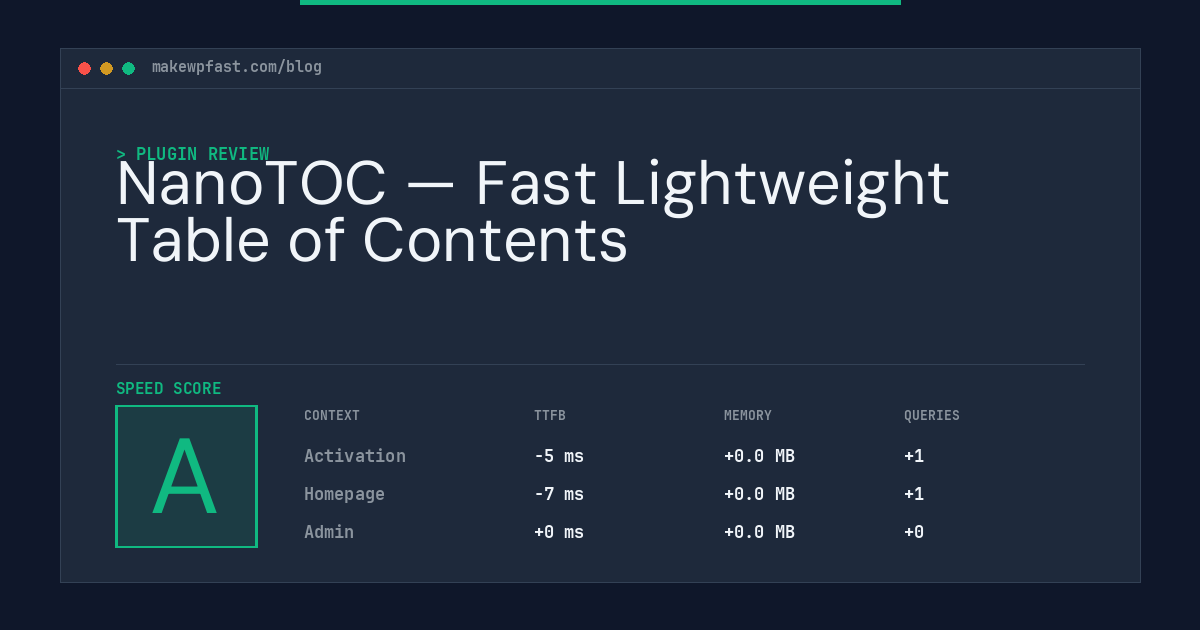 NanoTOC — Fast Lightweight Table of Contents - MakeWPFast