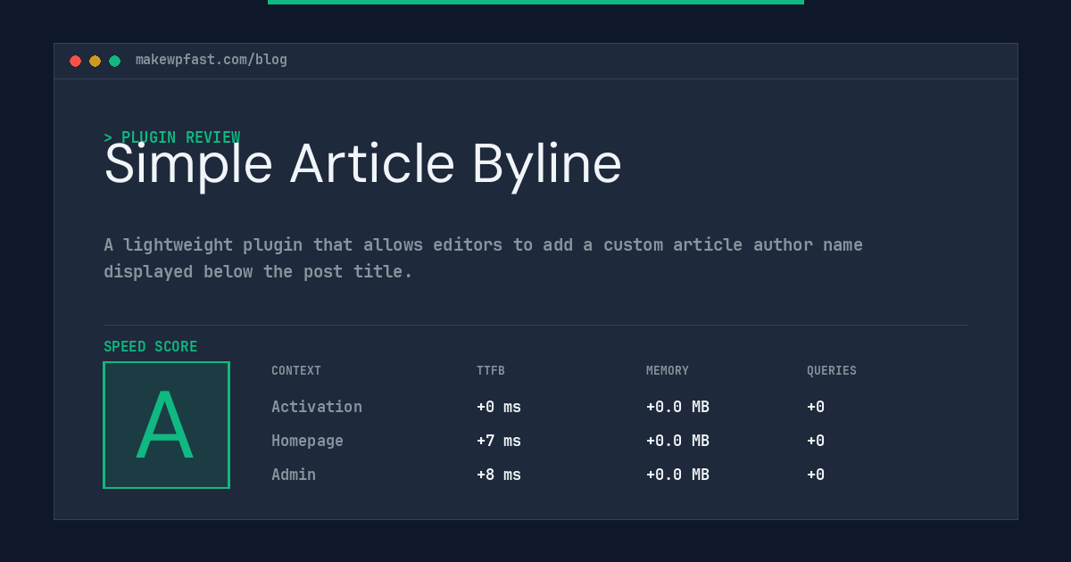 Simple Article Byline - MakeWPFast