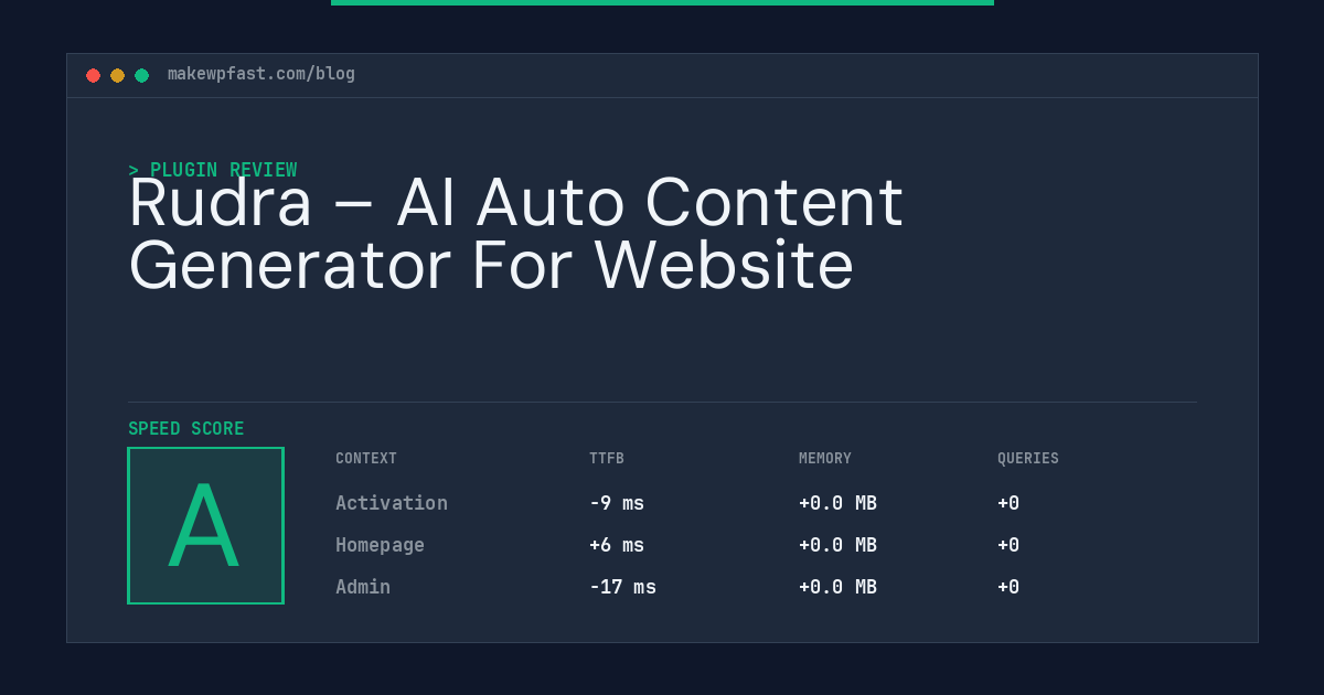 Rudra – AI Auto Content Generator For Website - MakeWPFast
