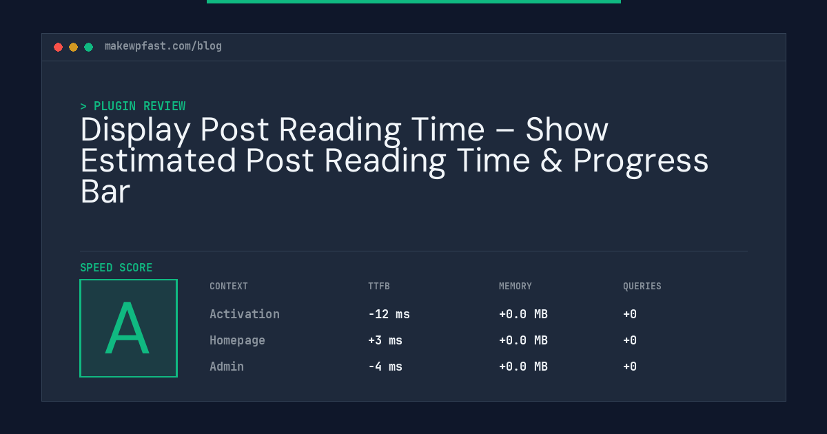 Display Post Reading Time – Show Estimated Post Reading Time & Progress Bar - MakeWPFast