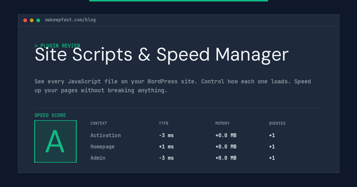 Site Scripts & Speed Manager - MakeWPFast