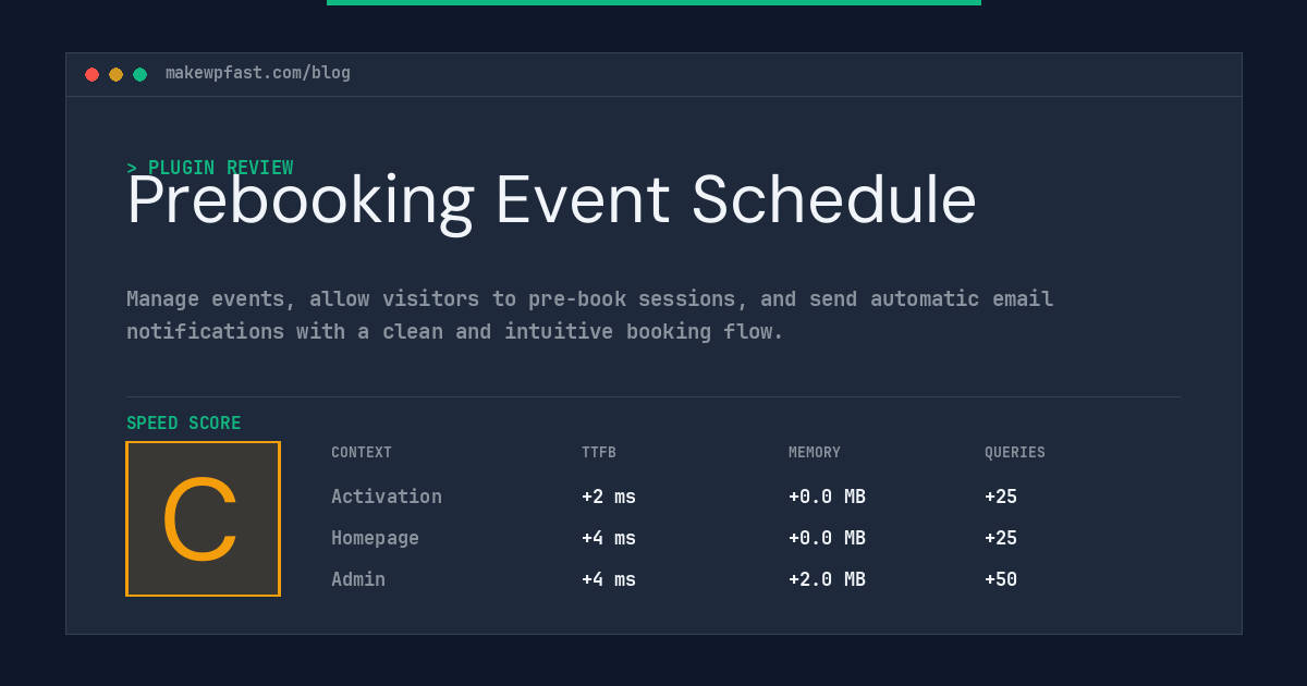 Prebooking Event Schedule - MakeWPFast