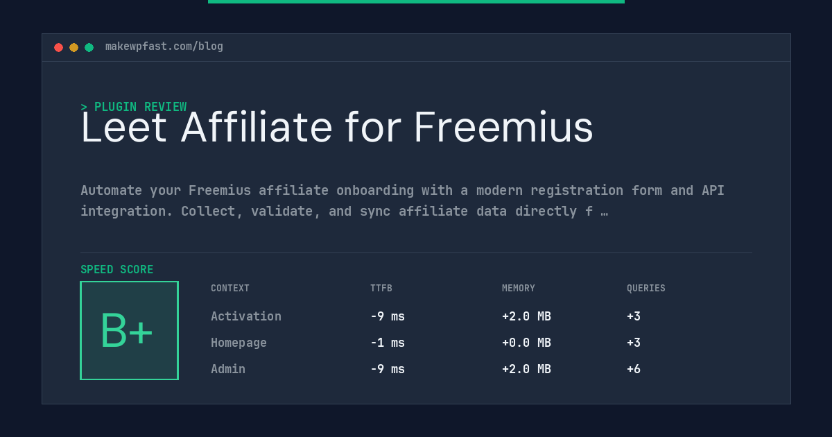 Leet Affiliate for Freemius - MakeWPFast