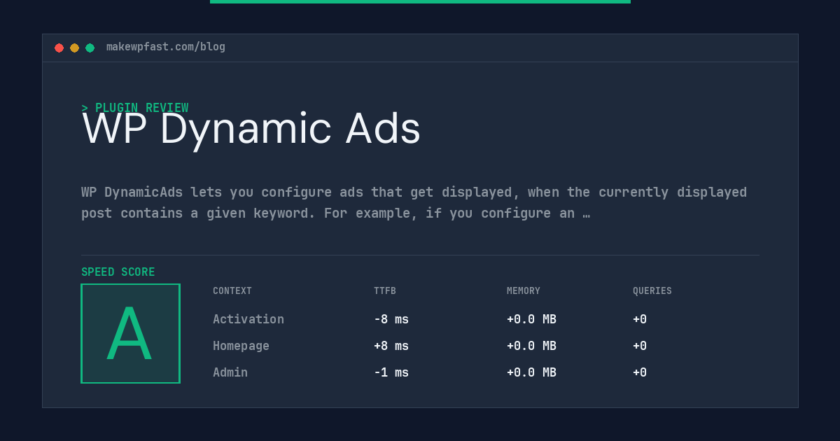 WP Dynamic Ads - MakeWPFast