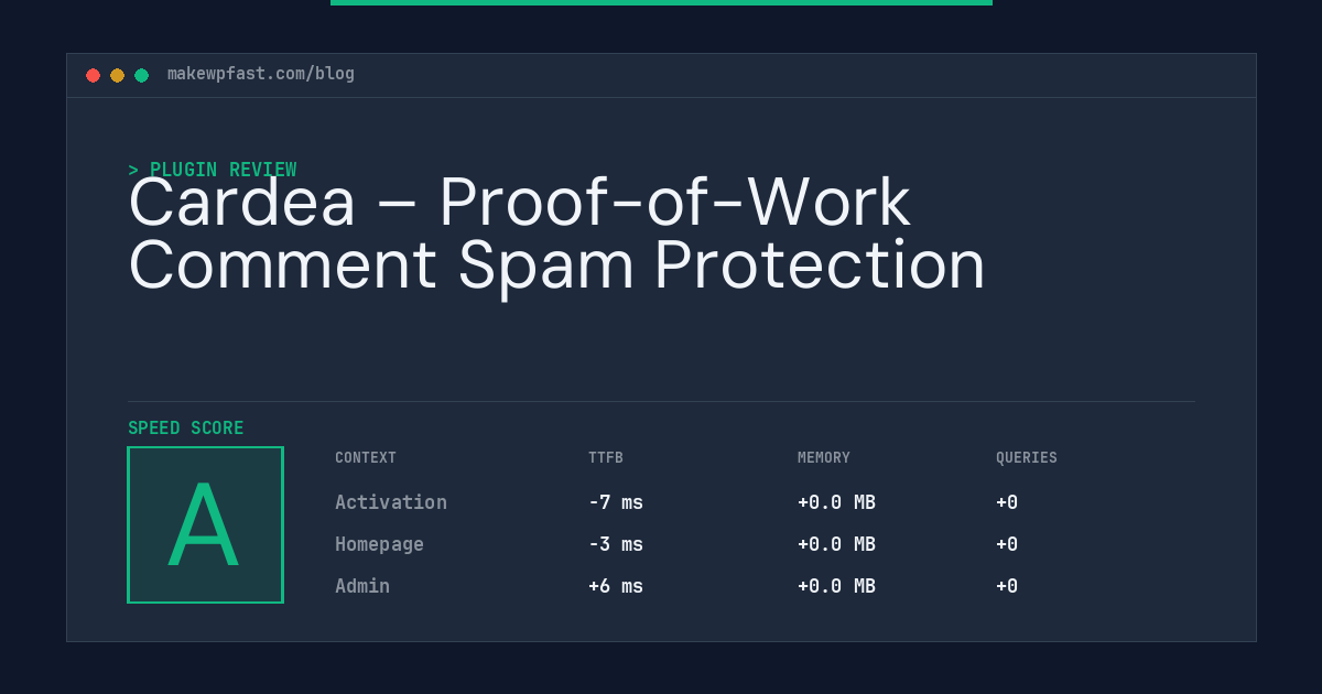 Cardea – Proof-of-Work Comment Spam Protection - MakeWPFast