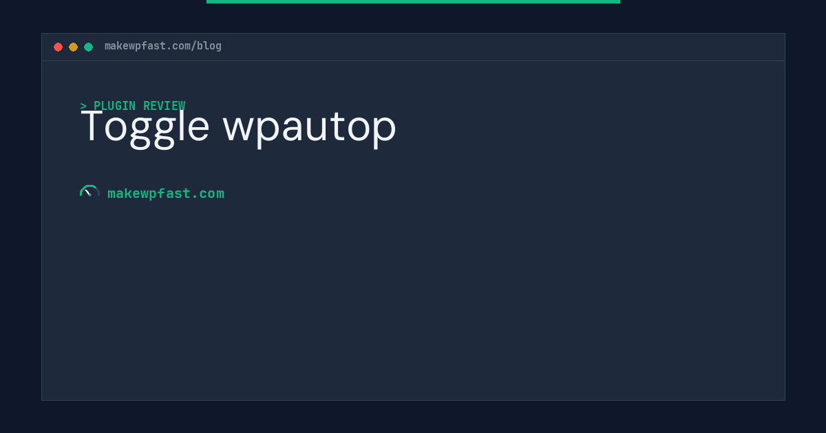 Toggle wpautop - MakeWPFast