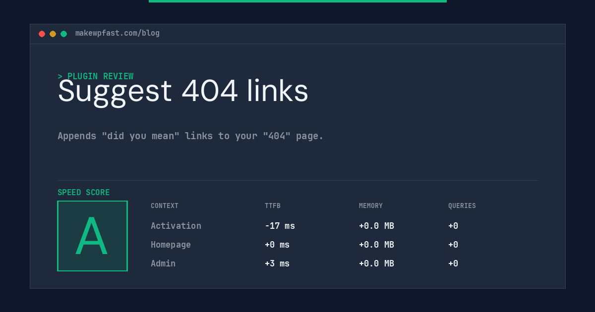 Suggest 404 links - MakeWPFast