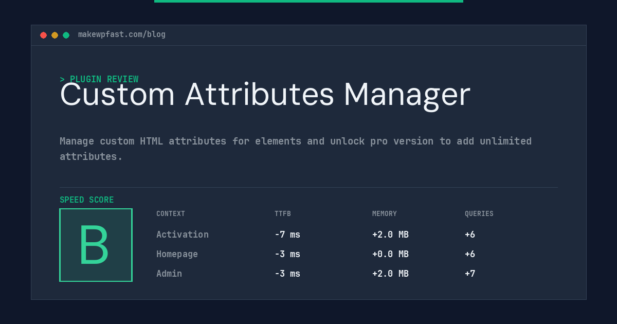 Custom Attributes Manager - MakeWPFast