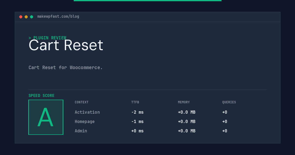 Cart Reset - MakeWPFast