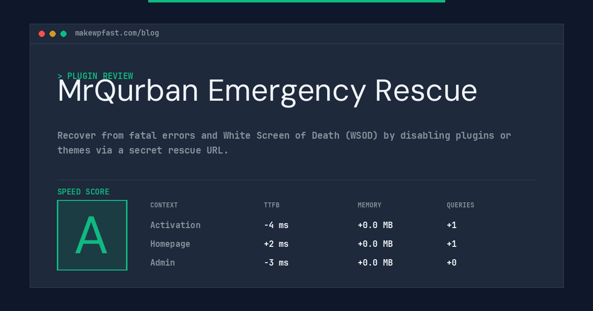 MrQurban Emergency Rescue - MakeWPFast