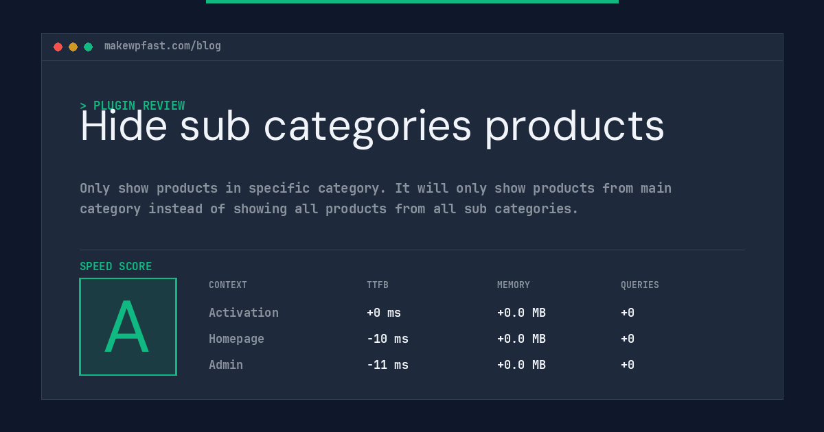 Hide sub categories products - MakeWPFast