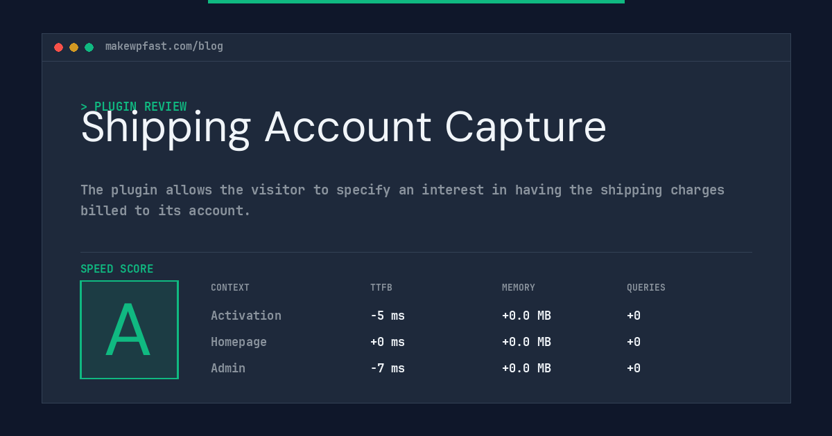 Shipping Account Capture - MakeWPFast